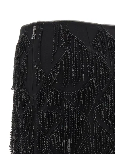 Rotate Birger Christensen Mini Skirt With Abstract Sequin And Bead Embellishments In Black