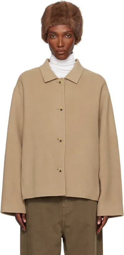 Le17septembre Tan Virgin Wool Handmade Muffler Jacket In Brown
