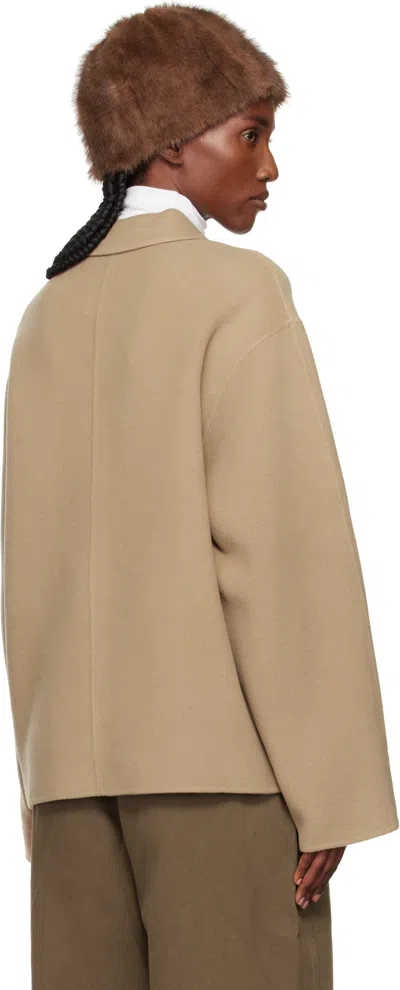 Le17septembre Tan Virgin Wool Handmade Muffler Jacket In Brown