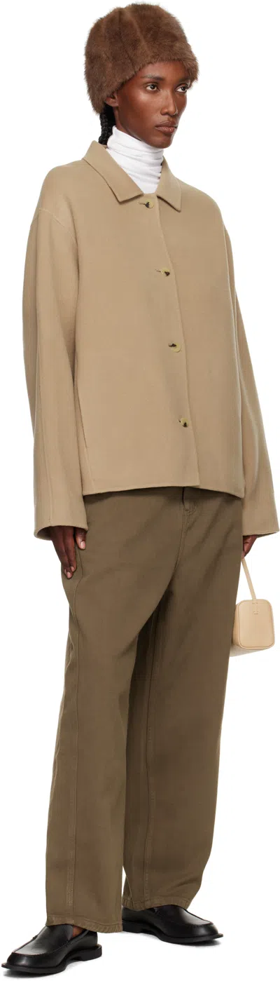 Le17septembre Tan Virgin Wool Handmade Muffler Jacket In Brown