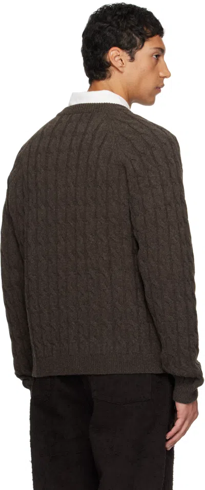 Mfpen Brown Wool Cable Editor Zip Sweater In Brown