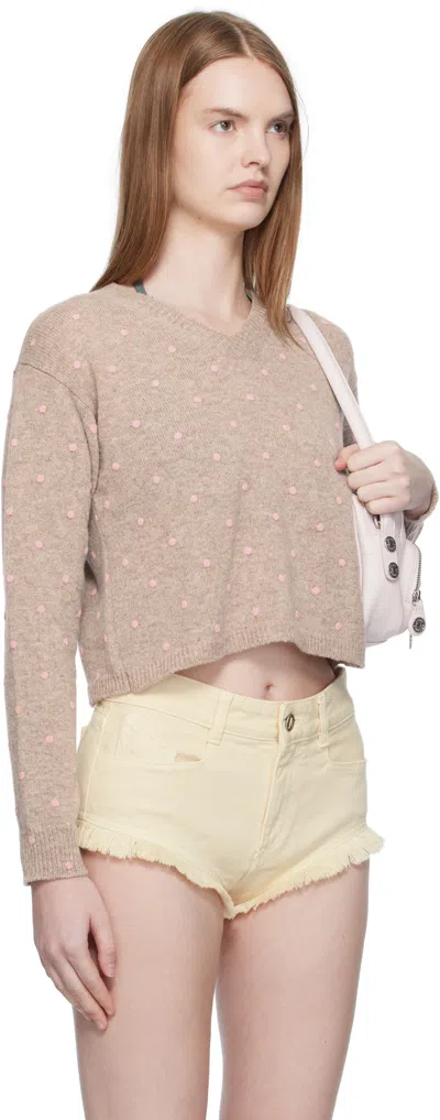 Ashley Williams Beige Molly Knit Sweater In Brown