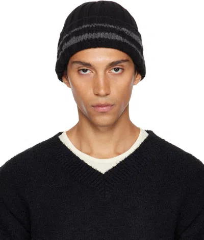 Mfpen Court Ribbed Wool Beanie In Black