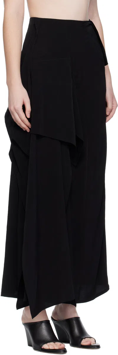 Yohji Yamamoto Ruffled-detail Asymmetric Maxi Skirt In Black