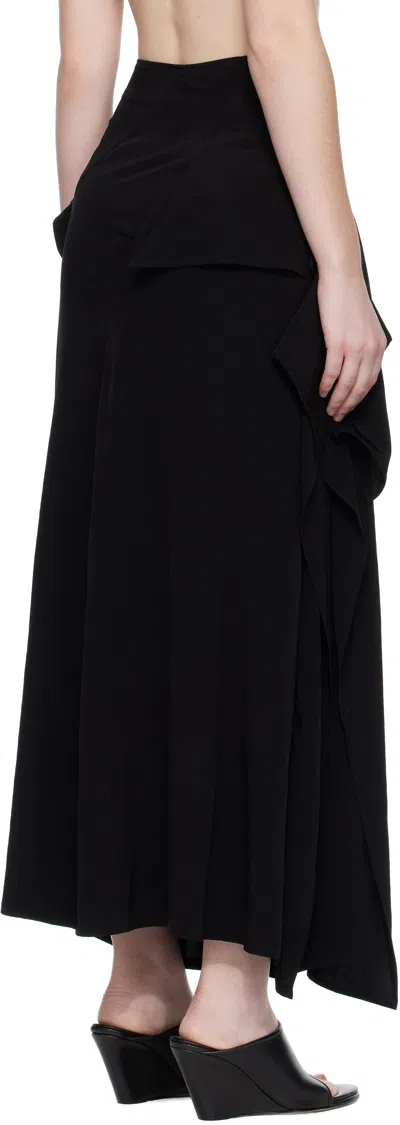 Yohji Yamamoto Ruffled-detail Asymmetric Maxi Skirt In Black