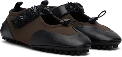 Cecilie Bahnsen Flower-embellished Mary Jane Sneakers In Brown