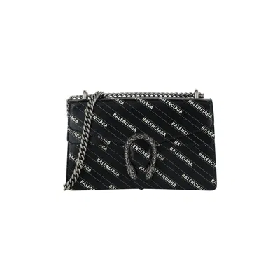 Pre-owned Gucci X Balenciaga Logo Print Dionysus Shoulder Bag 'black' | Women's Size Onesize