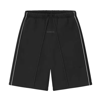 Pre-owned Essentials Fear Of God  Relaxed Fleece Sweatshort With Piping 'jet Black/cloud White' | Men's Size L