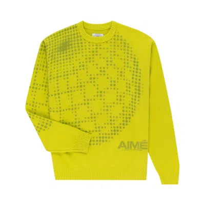 Pre-owned Aimé Leon Dore X New Balance Geo Print Crewneck Sweater 'lime' | Green | Men's Size Xl
