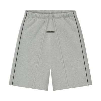 Pre-owned Essentials Fear Of God  Relaxed Fleece Sweatshort With Piping 'concrete Heather/black' | Grey | Men's In Gray
