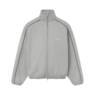 Pre-owned Essentials Fear Of God  Modern Track Jacket With Piping 'concrete Heather/black' | Grey | Men's Size  In Gray