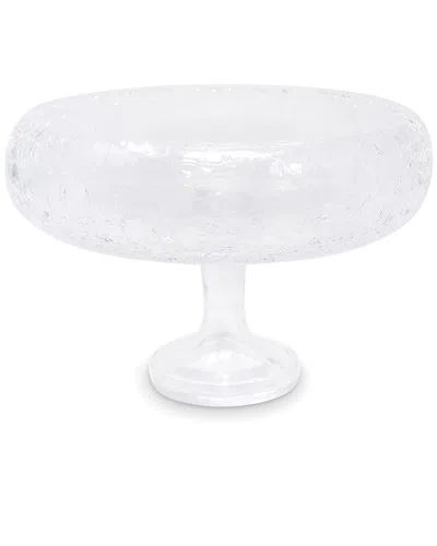 Vivience Simple Footed Bowl With Cracked Design In White