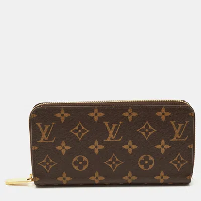 Pre-owned Louis Vuitton Monogram Canvas Zippy Wallet In Brown