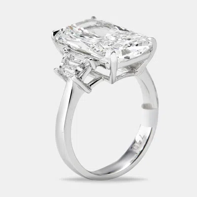 Pre-owned The Diamond Edit 8 Cts Radiant And Trapezoid Lab Grown Diamonds 18k White Gold Ring Size 54