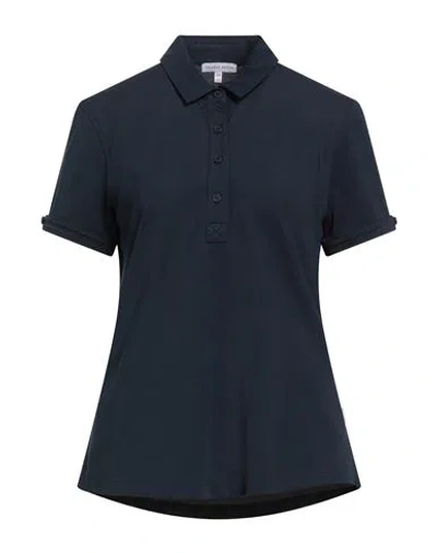 Orlebar Brown Woman Polo Shirt Midnight Blue Size 12 Polyester, Cotton, Elastane In Black