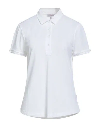 Orlebar Brown Woman Polo Shirt White Size 12 Polyester, Cotton, Elastane