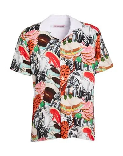 Orlebar Brown David Salle Man Shirt Red Size Xl Viscose, Linen In Multi