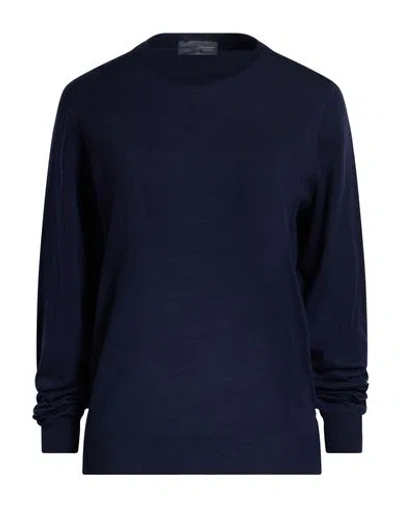 Drumohr Man Sweater Navy Size 48 Merino Wool In Blue