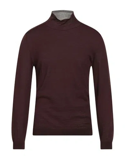 John Varvatos Man Turtleneck Chocolate Brown Size L Alpaca Wool, Silk In Brown