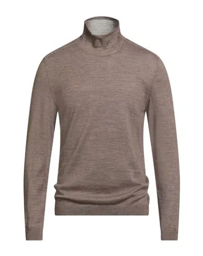 John Varvatos Man Turtleneck Khaki Size Xxl Alpaca Wool, Silk In Neutral
