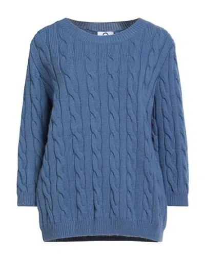 Voyage By Marina Rinaldi Woman Sweater Sky Blue Size M Virgin Wool In Blue