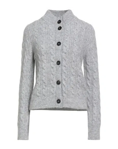Peserico Woman Cardigan Grey Size 8 Virgin Wool, Alpaca Wool, Textile Fibers, Cashmere, Mohair Wool In Gray