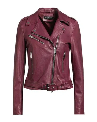 Street Leathers Woman Jacket Burgundy Size Xl Leather In Purple