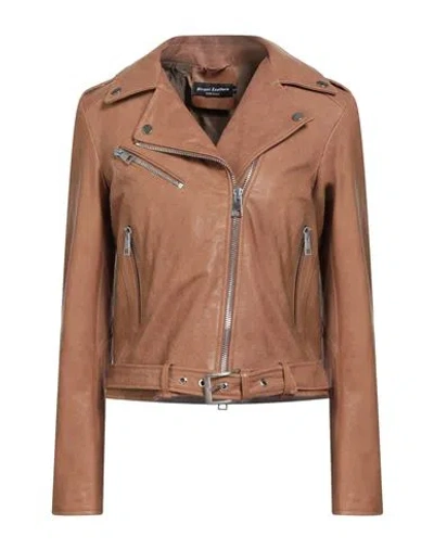 Street Leathers Woman Jacket Brown Size L Leather In Brown