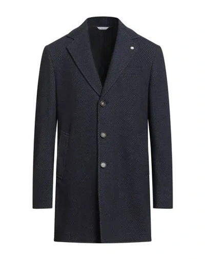 Manuel Ritz Man Coat Navy Size 40 Cotton, Wool, Polyester, Polyamide In Blue