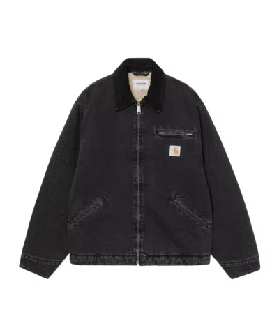 Carhartt Structured Black Cotton Jacket With Classic Collar In Multi