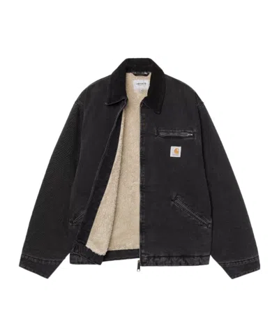 Carhartt Structured Black Cotton Jacket With Classic Collar In Multi