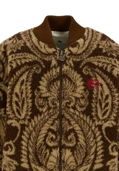 Etro Zipper Jacket In Brown