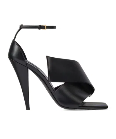 Givenchy Sliced Square Heeled Sandals In Leather In Black