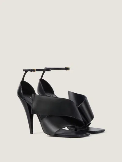 Givenchy Sliced Square Heeled Sandals In Leather In Black