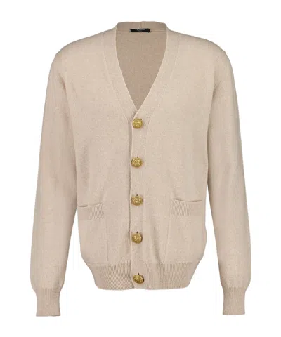 Balmain Beige Eco-cashmere Cardigan In Neutral