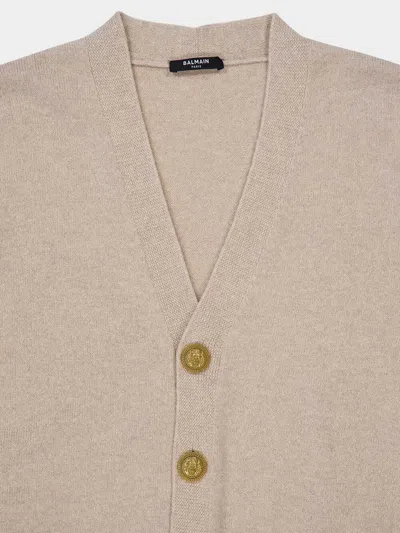 Balmain Beige Eco-cashmere Cardigan In Neutral