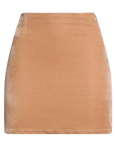 Tensione In Woman Mini Skirt Camel Size S Polyester, Elastane In Orange
