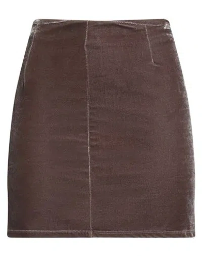 Tensione In Woman Mini Skirt Grey Size M Polyester, Elastane In Brown
