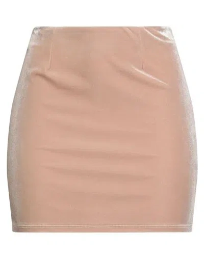 Tensione In Woman Mini Skirt Beige Size M Polyester, Elastane In Brown