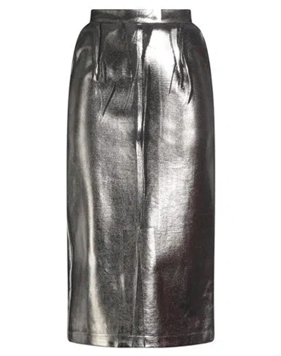 Tensione In Woman Midi Skirt Silver Size M Viscose, Nylon, Elastane In Black