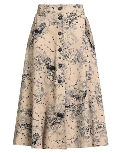 Tensione In Woman Midi Skirt Sand Size M Cotton, Elastane In Gray