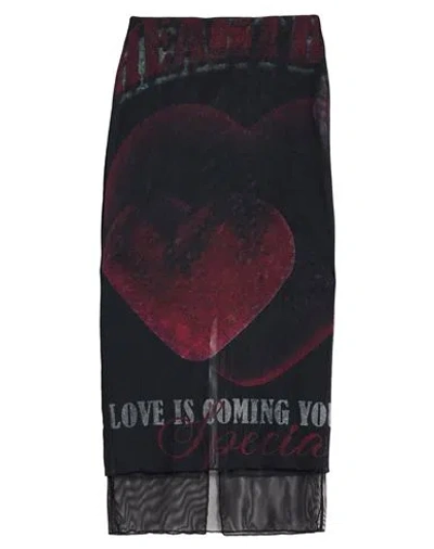 Vision Of Super Woman Midi Skirt Black Size S Polyester, Elastane In Black