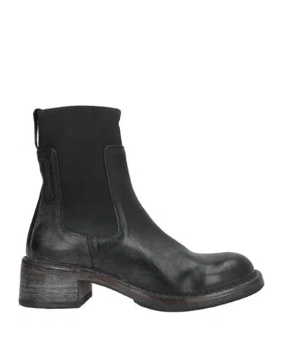 Moma Ideal Block Woman Ankle Boots Black Size 8 Leather In Black