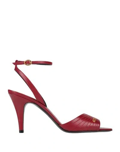 Valentino Dark Red Leather Sandalo Ladycrush In Red