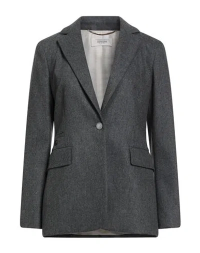 Agnona Woman Blazer Grey Size 4 Wool, Cashmere, Elastane, Metal In Gray
