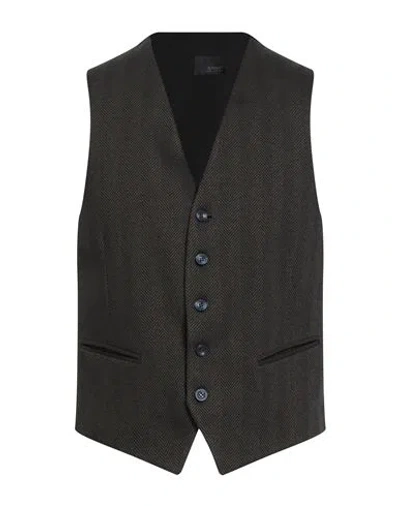 I Sarti Man Tailored Vest Military Green Size 38 Viscose, Polyester, Cotton, Elastane In Black