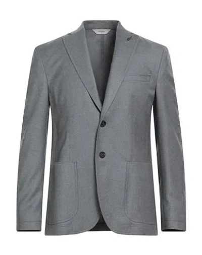 Paoloni Man Blazer Grey Size 42 Virgin Wool, Elastane In Gray