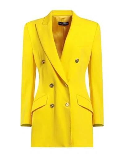 Dolce & Gabbana Woman Blazer Yellow Size 8 Polyester, Viscose, Elastane In Yellow