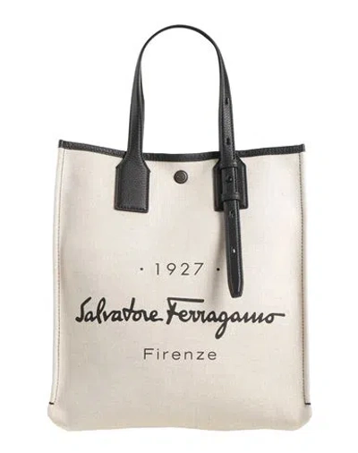Ferragamo Woman Handbag Beige Size - Linen, Cotton In Sand