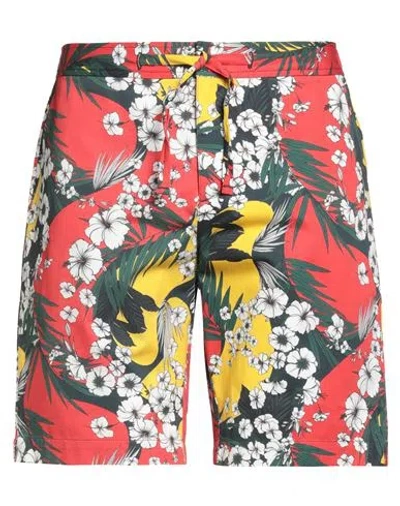 Orlebar Brown Man Shorts & Bermuda Shorts Red Size 30 Cotton In Animal Print